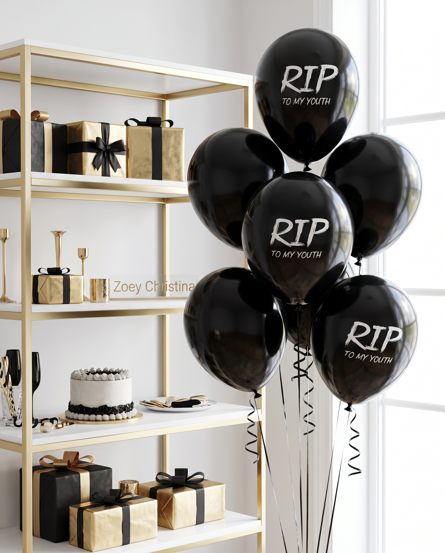 Multi Pack - Death to my 20s party decorations, Youth Twenties RIP Party, Black balloon bouquet, RIP to my youth Black balloon party for her