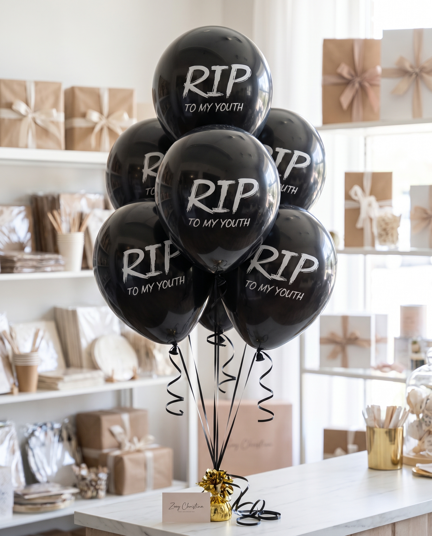 Multi Pack - Death to my 20s party decorations, Youth Twenties RIP Party, Black balloon bouquet, RIP to my youth Black balloon party for her