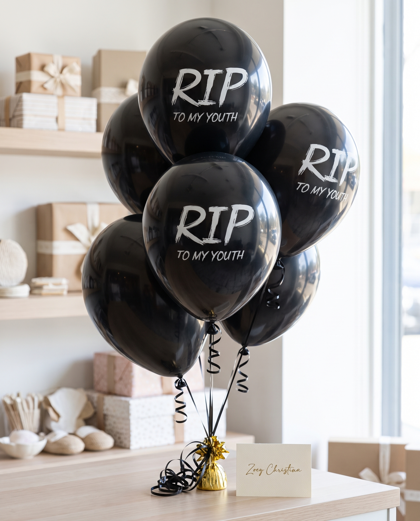 Multi Pack - Death to my 20s party decorations, Youth Twenties RIP Party, Black balloon bouquet, RIP to my youth Black balloon party for her