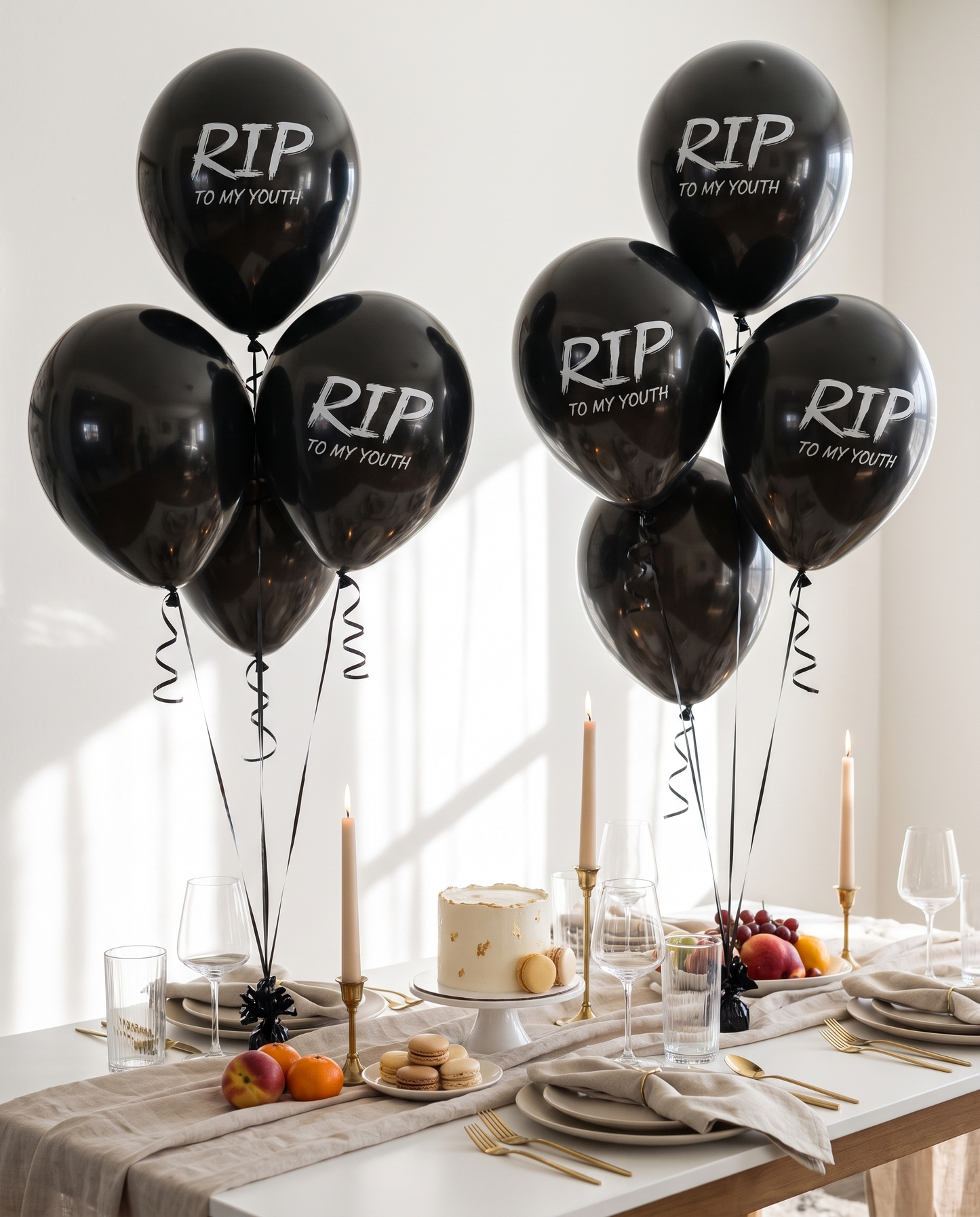 Multi Pack - Death to my 20s party decorations, Youth Twenties RIP Party, Black balloon bouquet, RIP to my youth Black balloon party for her