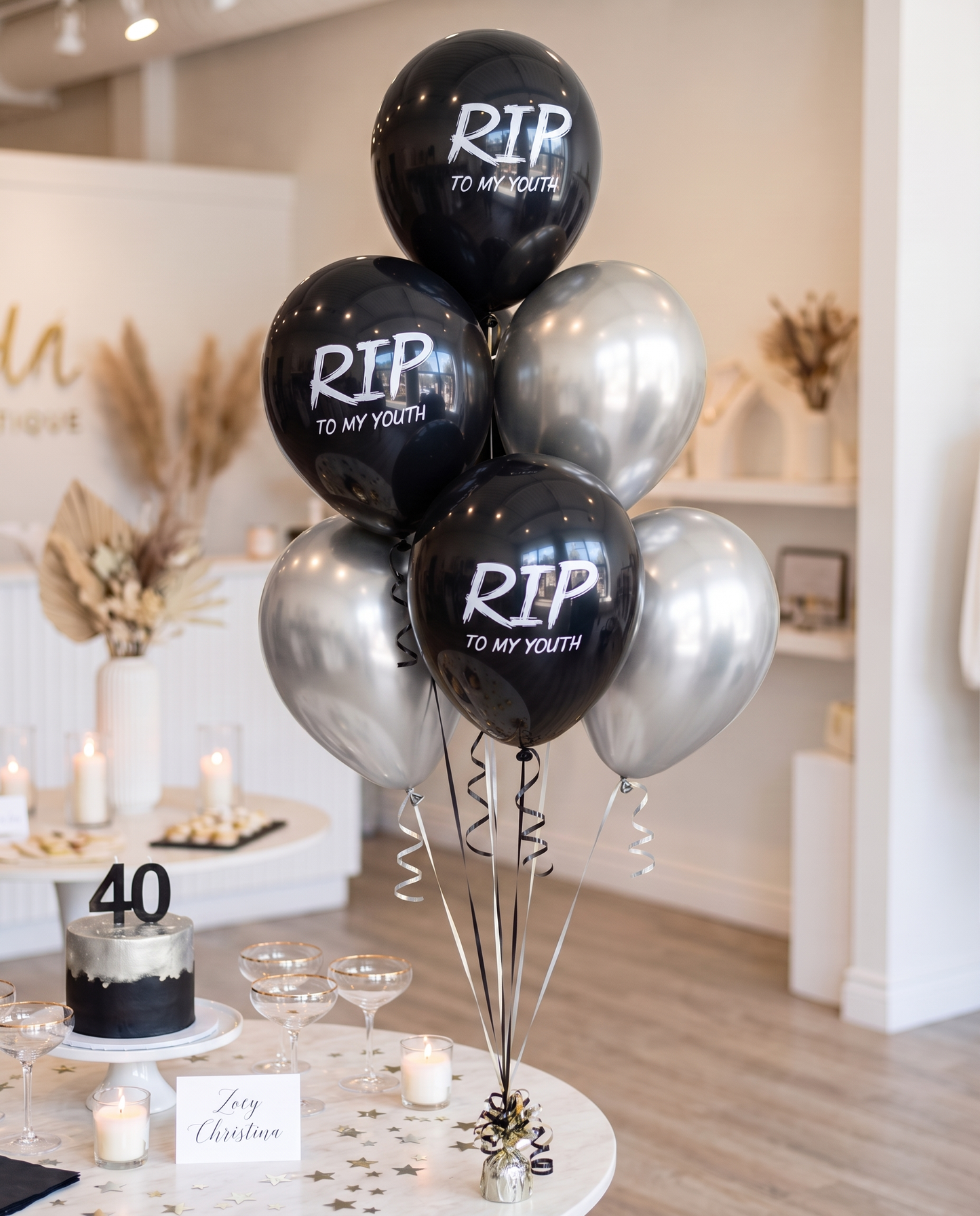 Multi Pack - Death to my 20s party decorations, Youth Twenties RIP Party, Black balloon bouquet, RIP to my youth Black balloon party for her