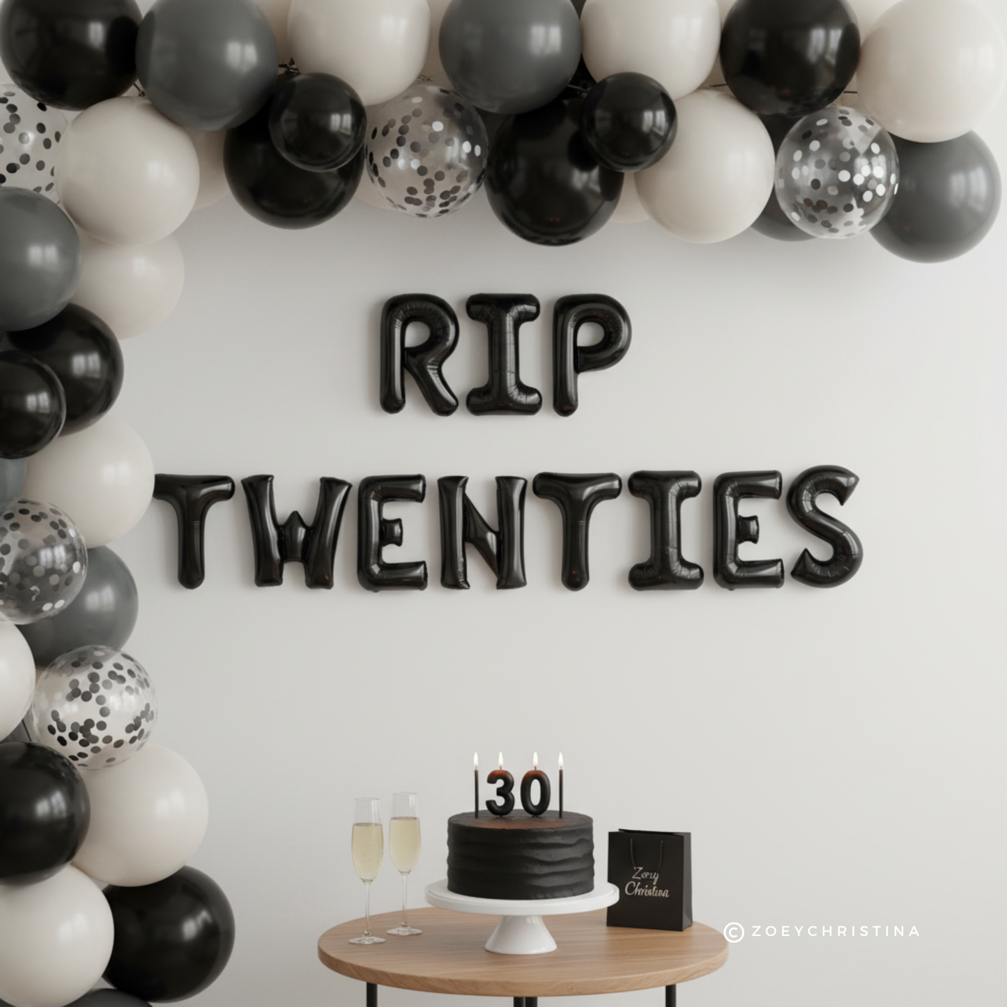 RIP Twenties, RIP 30s, Funeral for My Youth Theme – 16” Foil Balloon Letters