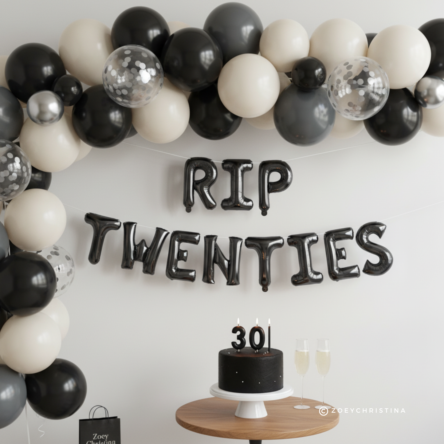 RIP Twenties, RIP 30s, Funeral for My Youth Theme – 16” Foil Balloon Letters