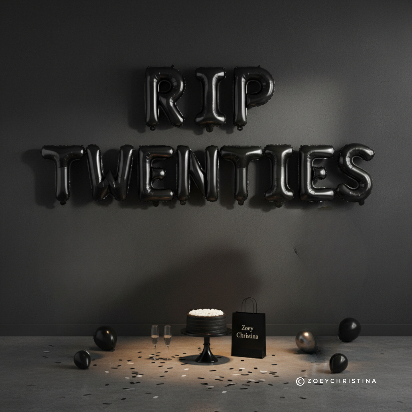 RIP Twenties, RIP 30s, Funeral for My Youth Theme – 16” Foil Balloon Letters