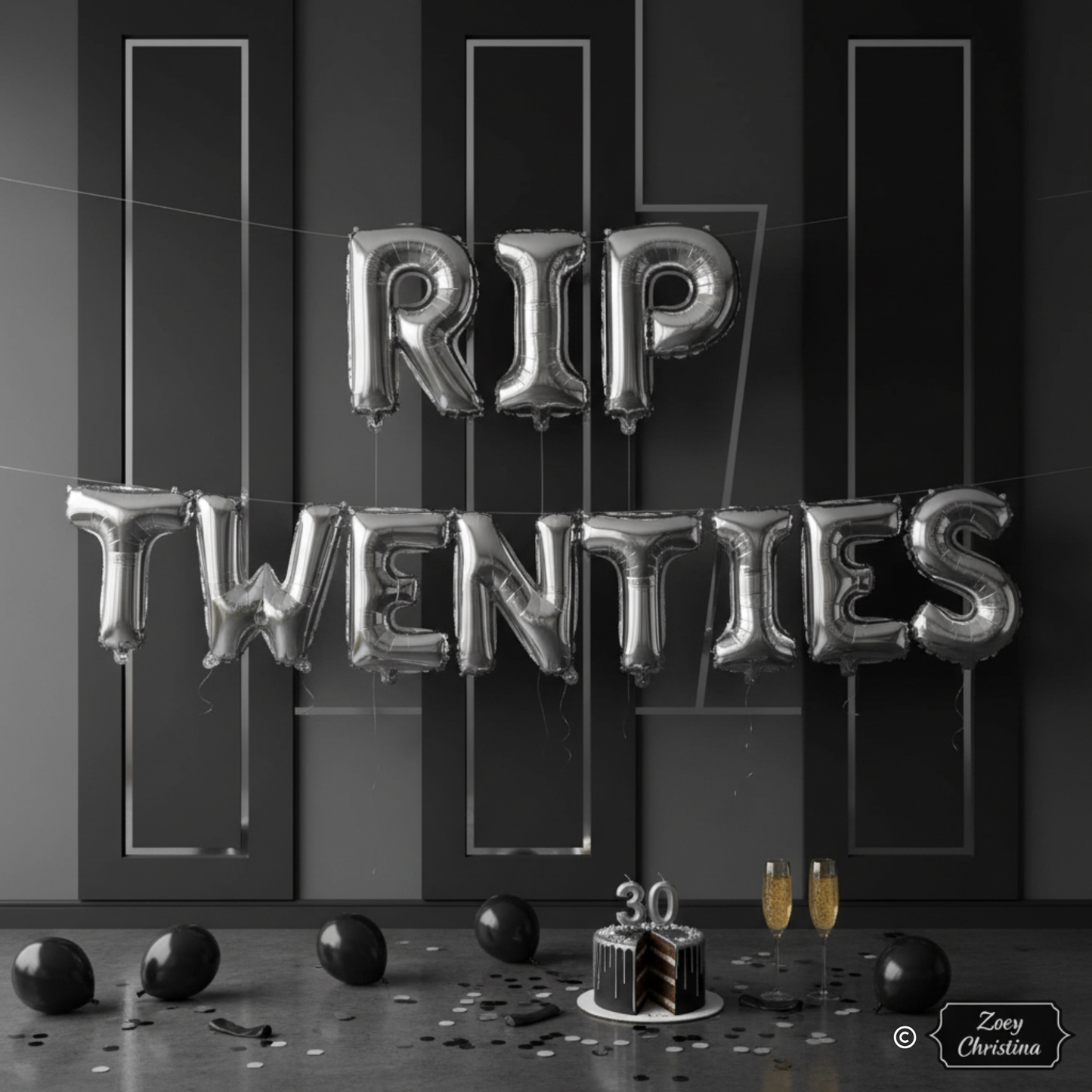 RIP Twenties, RIP 30s, Funeral for My Youth Theme – 16” Foil Balloon Letters