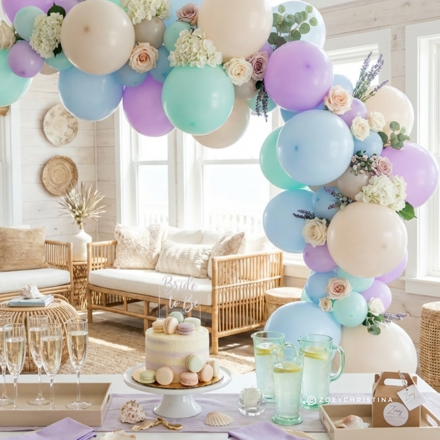 Seashells and wedding bells bachelorette party balloon banner - Bridal Shower themed decorations - Beach wedding theme - Coastal engagement