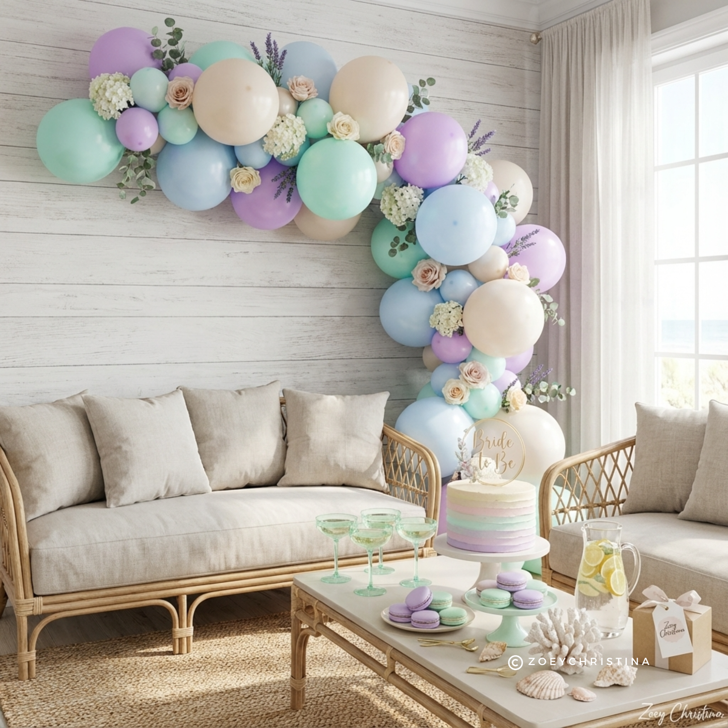 Seashells and wedding bells bachelorette party balloon banner - Bridal Shower themed decorations - Beach wedding theme - Coastal engagement