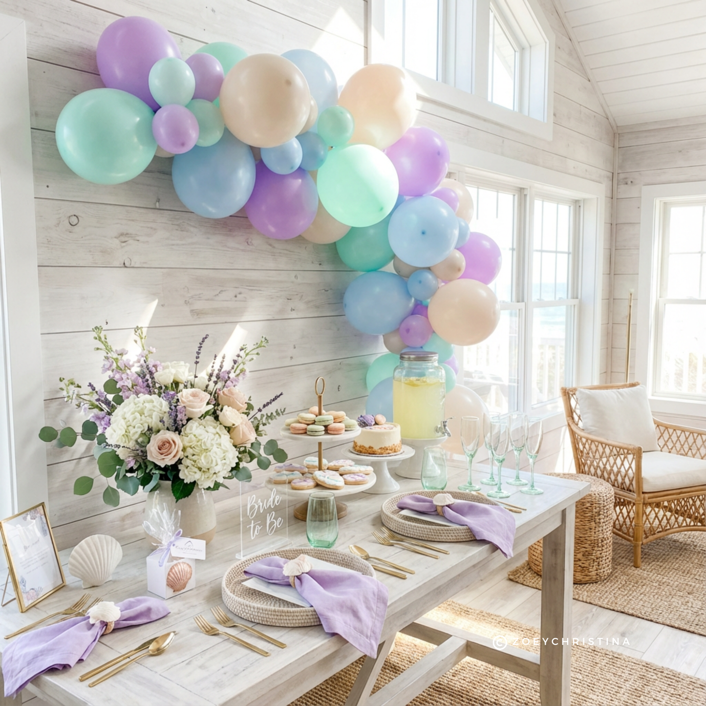 Seashells and wedding bells bachelorette party balloon banner - Bridal Shower themed decorations - Beach wedding theme - Coastal engagement