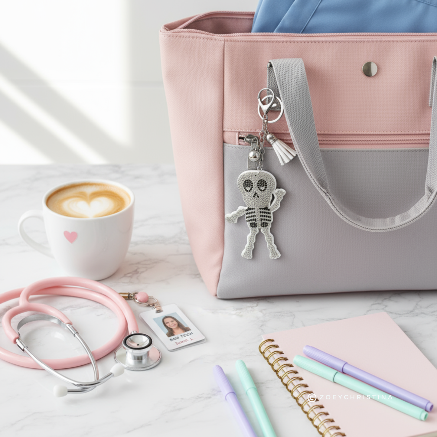 Rhinestone Skeleton Keychain: Bling Skeleton Gift for Radiologists, Techs & Med Students