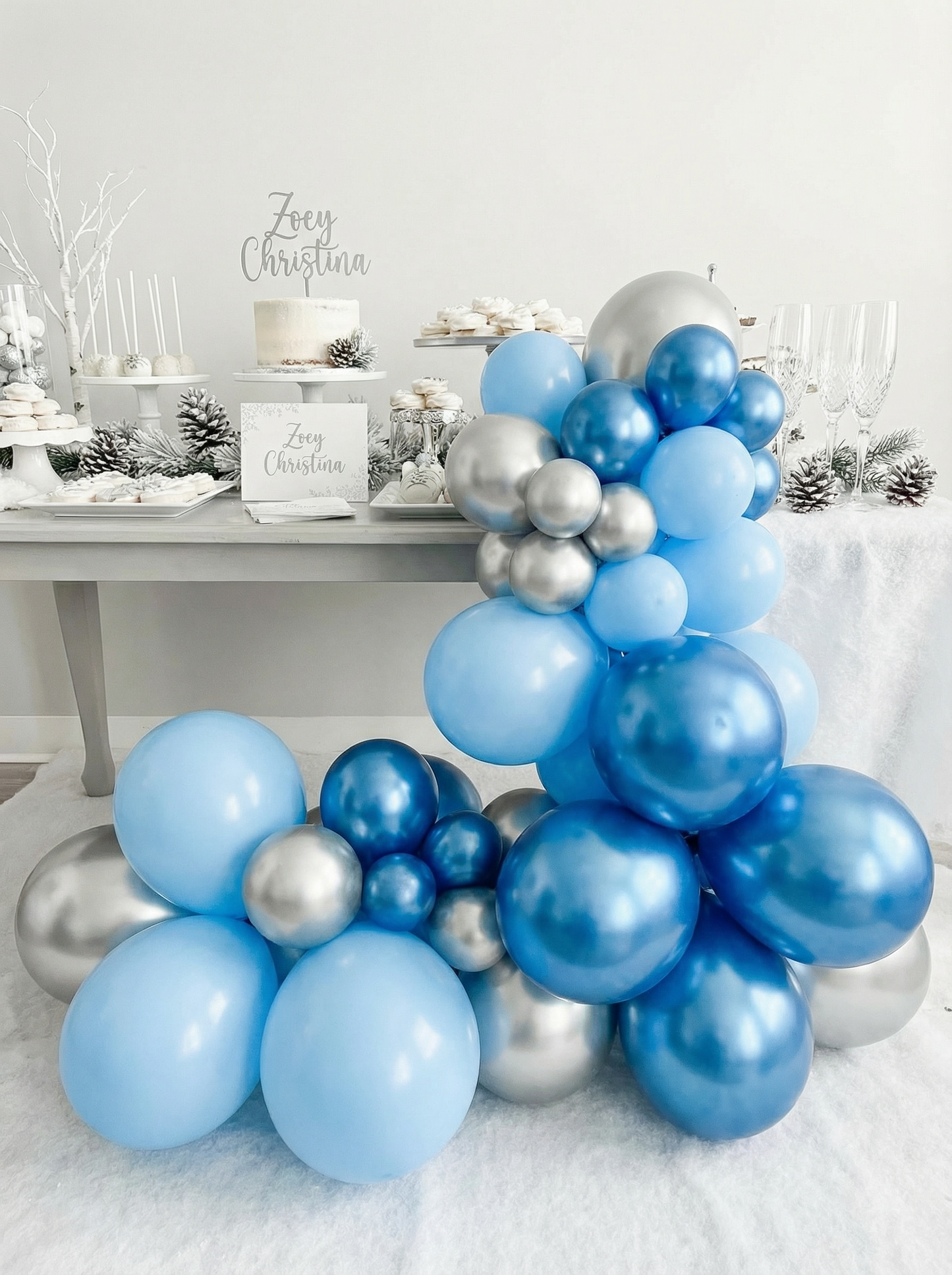 Last toast on the slopes theme - Blue Decor for Boy Baby Showers, Blue Themed Bachelorette Parties, Gender Reveal, Ice Snow and Celebrations
