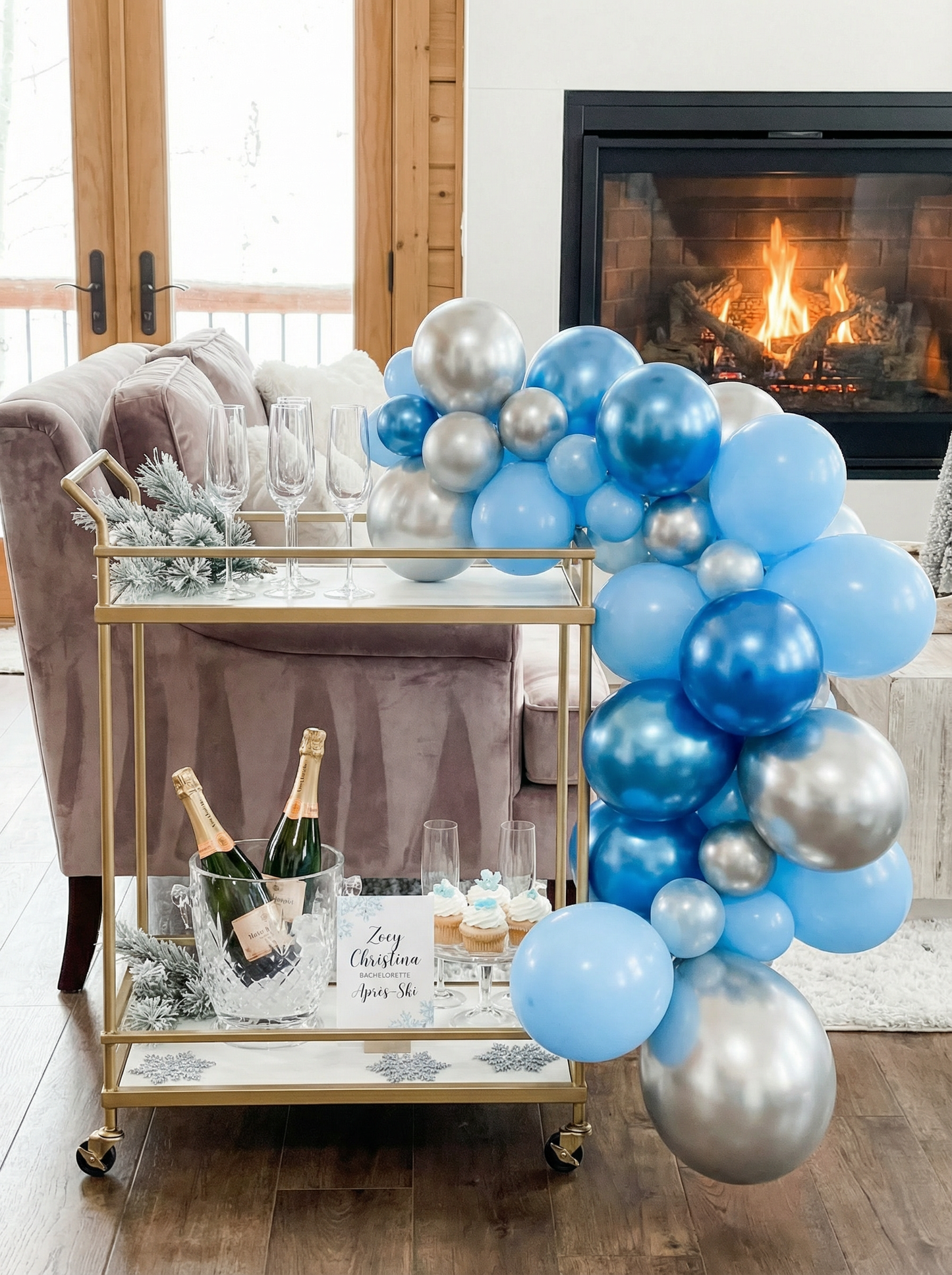 Last toast on the slopes theme - Blue Decor for Boy Baby Showers, Blue Themed Bachelorette Parties, Gender Reveal, Ice Snow and Celebrations