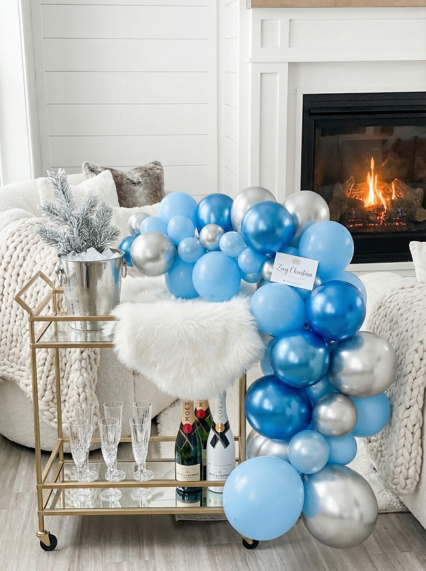 Last toast on the slopes theme - Blue Decor for Boy Baby Showers, Blue Themed Bachelorette Parties, Gender Reveal, Ice Snow and Celebrations