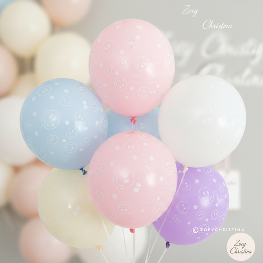 Smiley Face Pattern Balloons – Cute Pastel Party Decorations