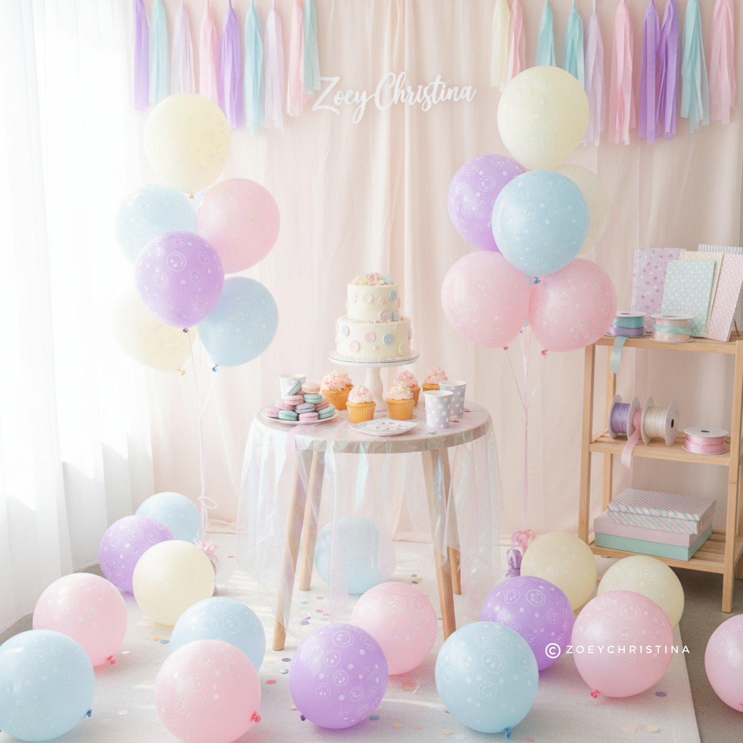 Smiley Face Pattern Balloons – Cute Pastel Party Decorations