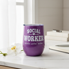 Funny Social Worker Gift: Iridescent Purple Travel Wine Tumbler