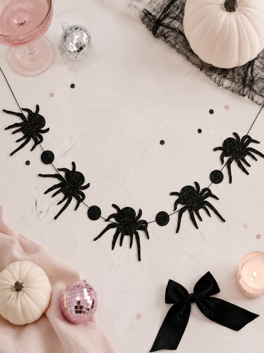 🖤 Exclusive Halloween Glitter Spider Banner –  | Up to 42” Wide