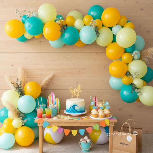 Beachy Balloon Garland – Summer Party Decor with Cool Coastal Colors