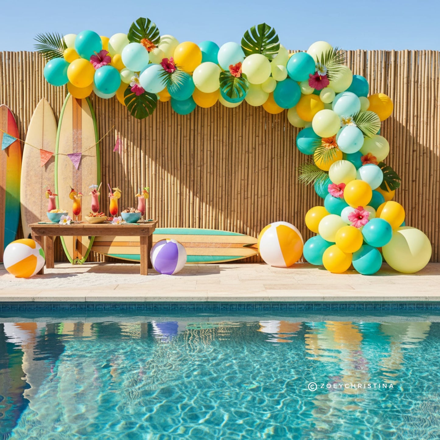 Beachy Balloon Garland – Summer Party Decor with Cool Coastal Colors
