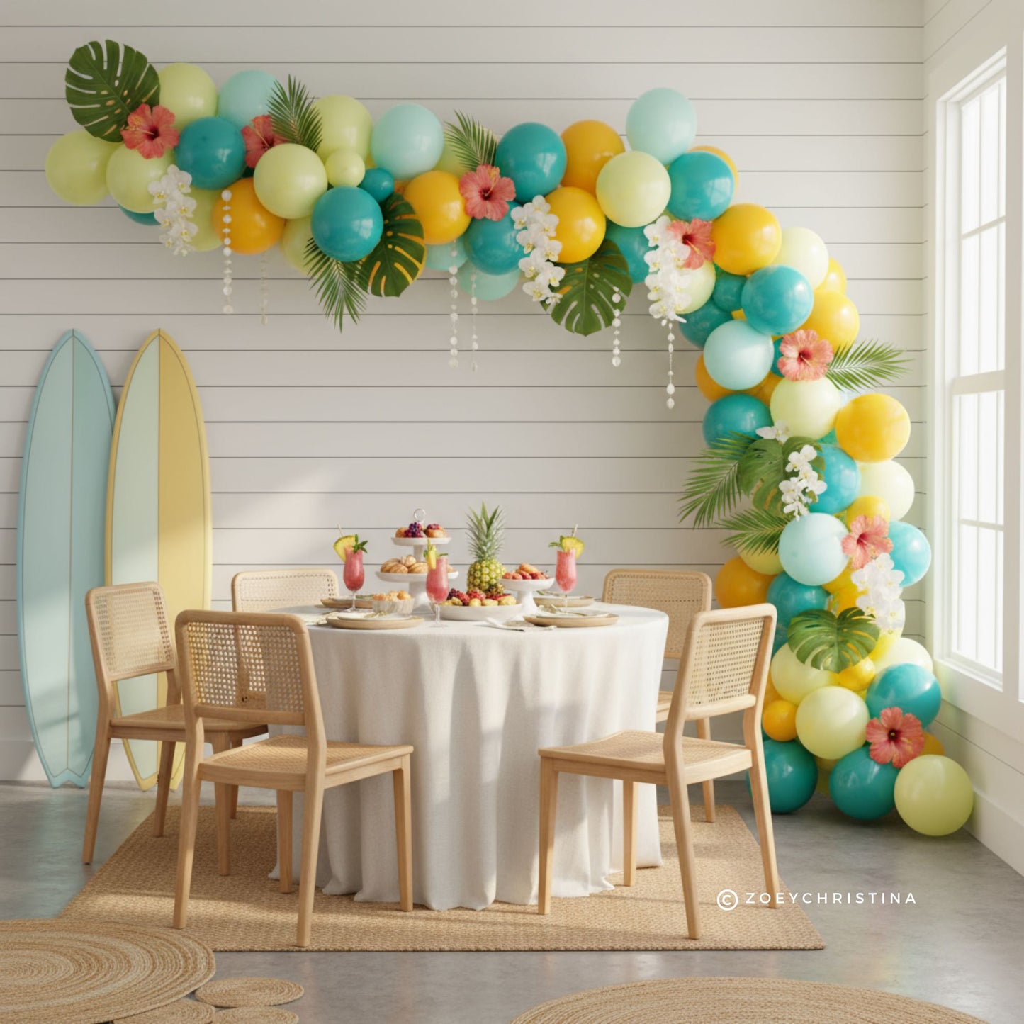 Beachy Balloon Garland – Summer Party Decor with Cool Coastal Colors
