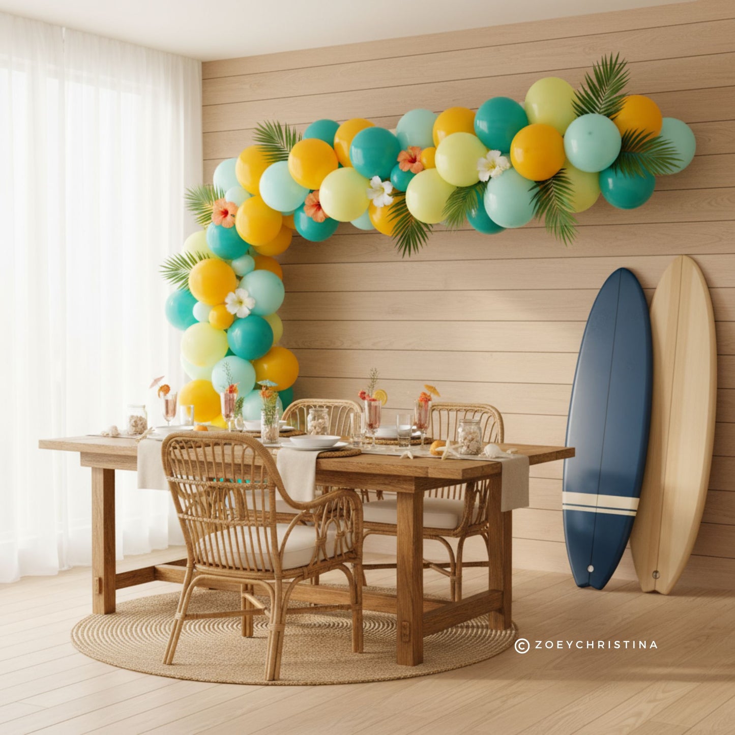 Beachy Balloon Garland – Summer Party Decor with Cool Coastal Colors