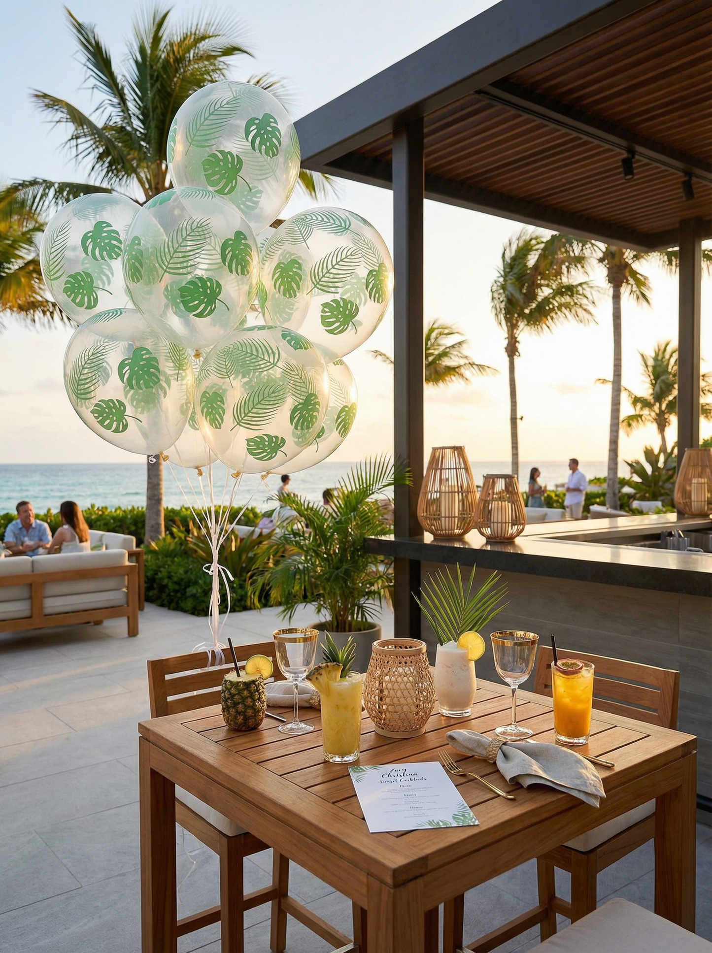 🌿 Clear Latex Balloon with Monstera Leaf Print – Jungle & Tropical Party Decor