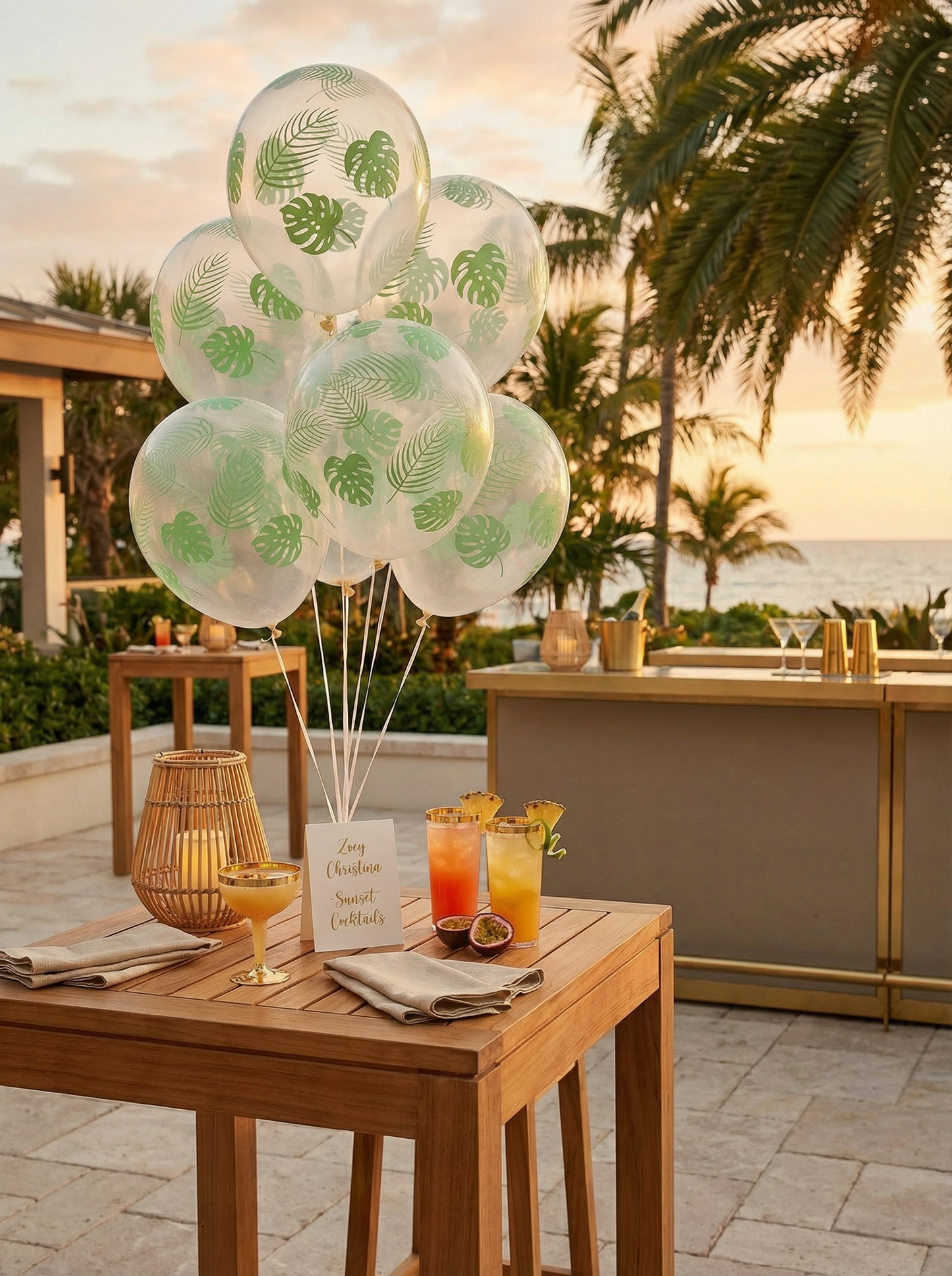 🌿 Clear Latex Balloon with Monstera Leaf Print – Jungle & Tropical Party Decor