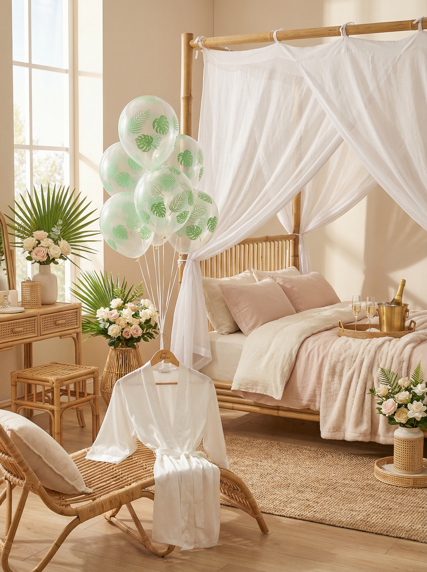 🌿 Clear Latex Balloon with Monstera Leaf Print – Jungle & Tropical Party Decor