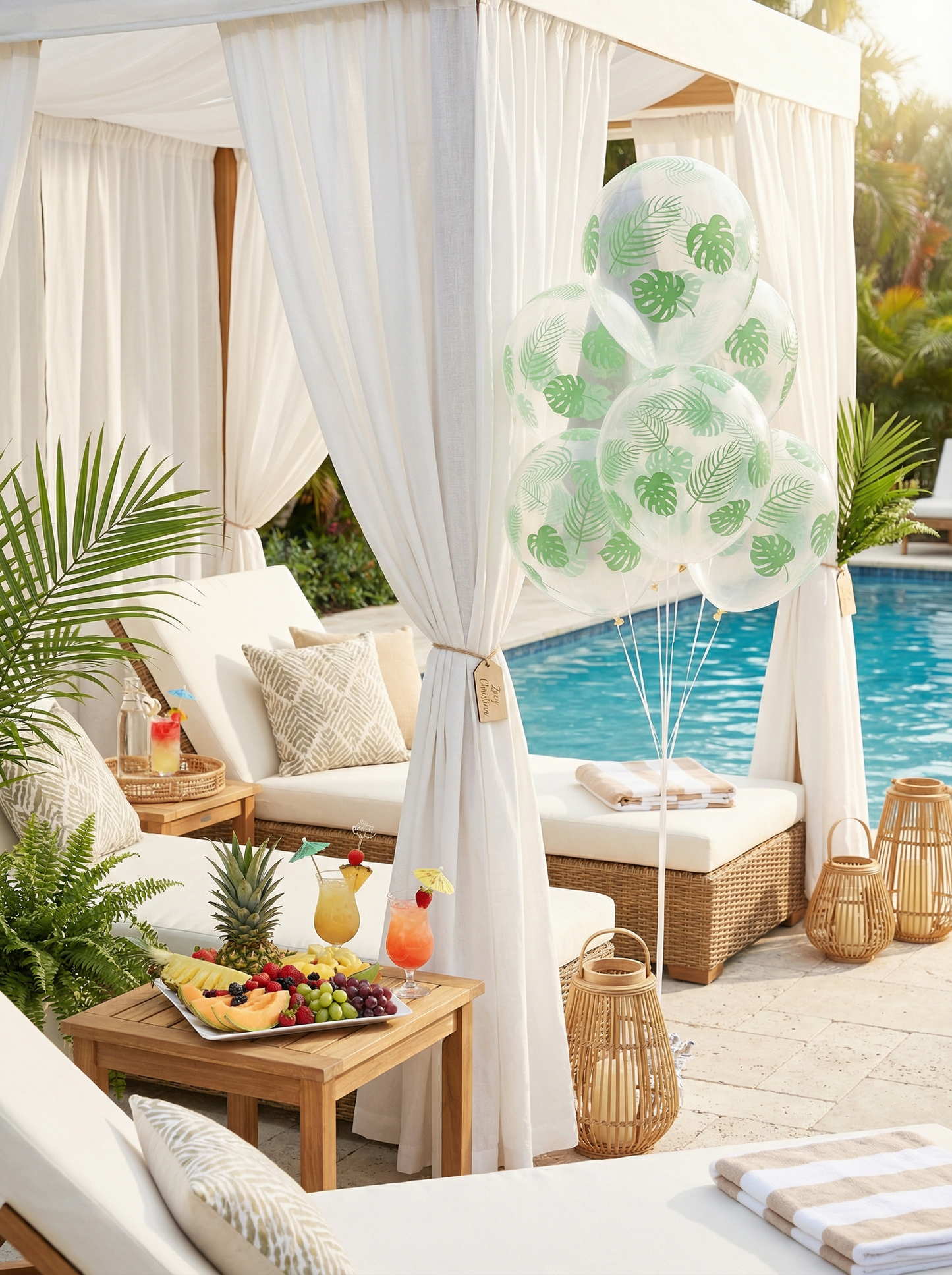 🌿 Clear Latex Balloon with Monstera Leaf Print – Jungle & Tropical Party Decor