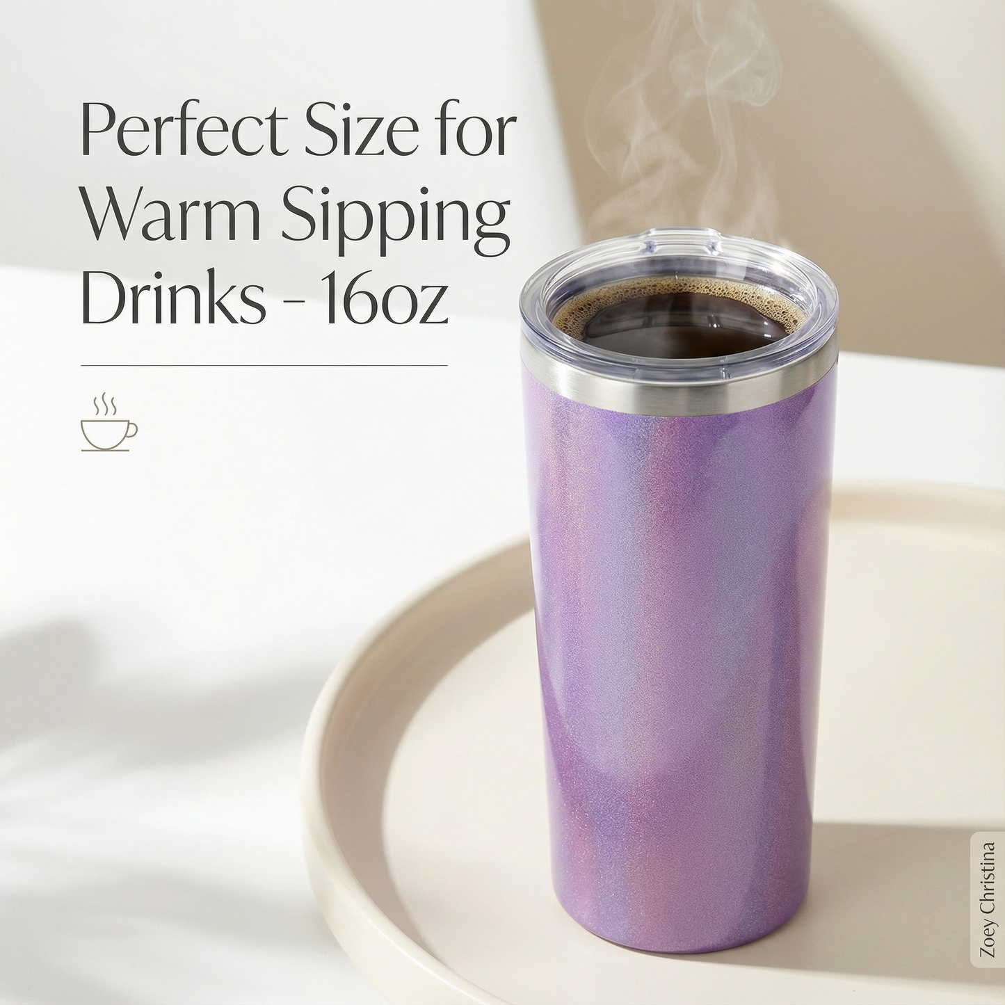 Hygiene Queen Tumbler – Purple Glitter Dental Tumbler for Dental Hygienists – 16 oz Stainless Steel Cup with Lid & Straw – Limited Edition Dental Assistant Gift