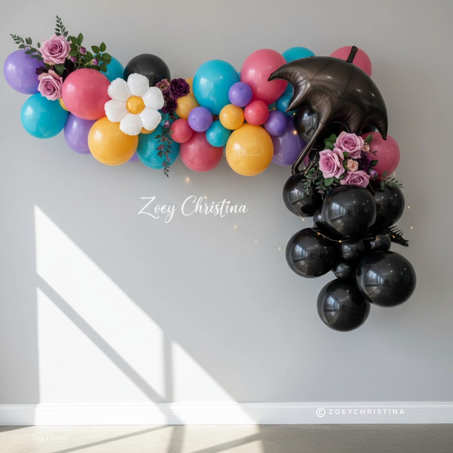 Black Umbrella Foil Balloon – Gothic Wednesday-Inspired Party Decor