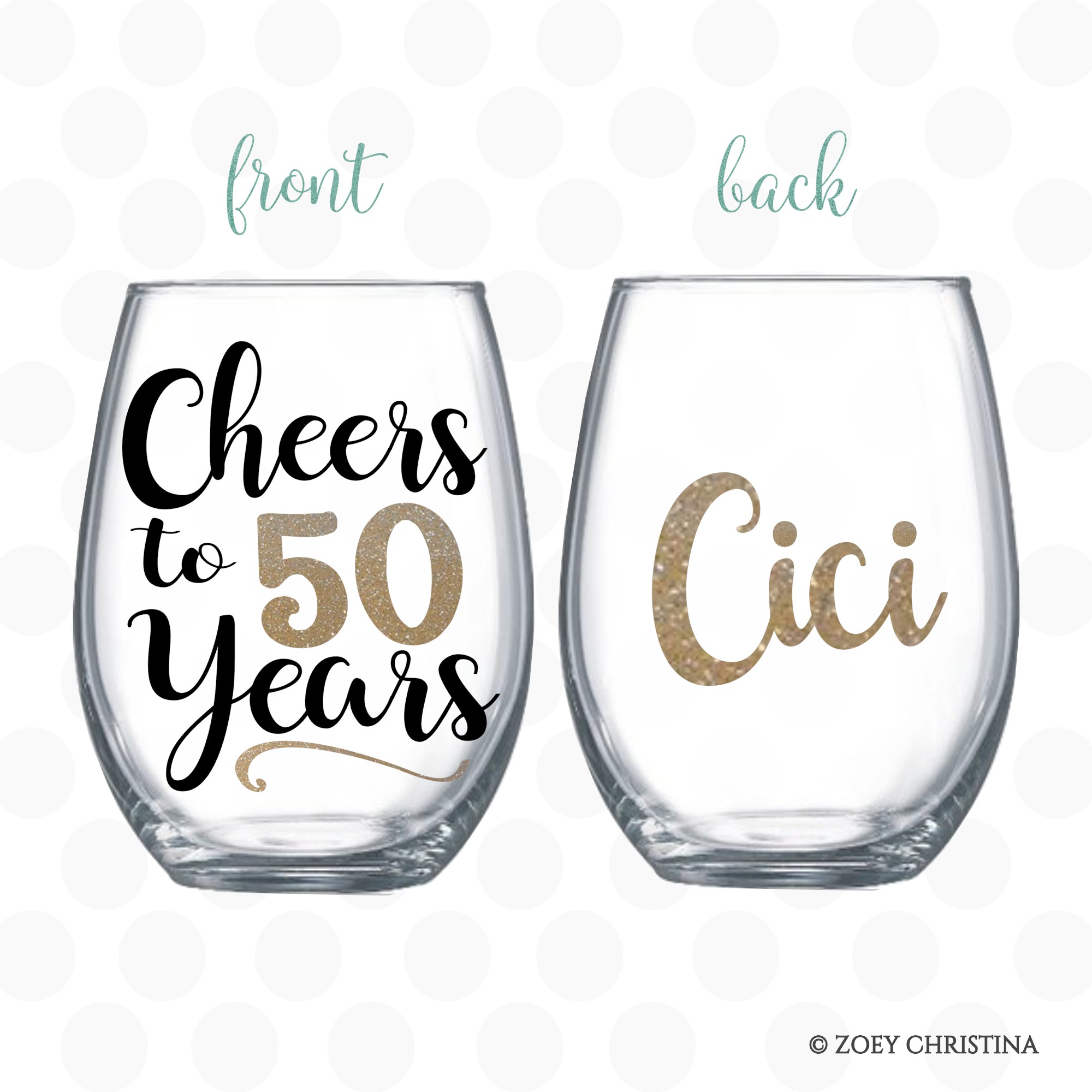 10oz Wine Glass Goblet Cheers To 50 Years Anniversary 50th Birthday 